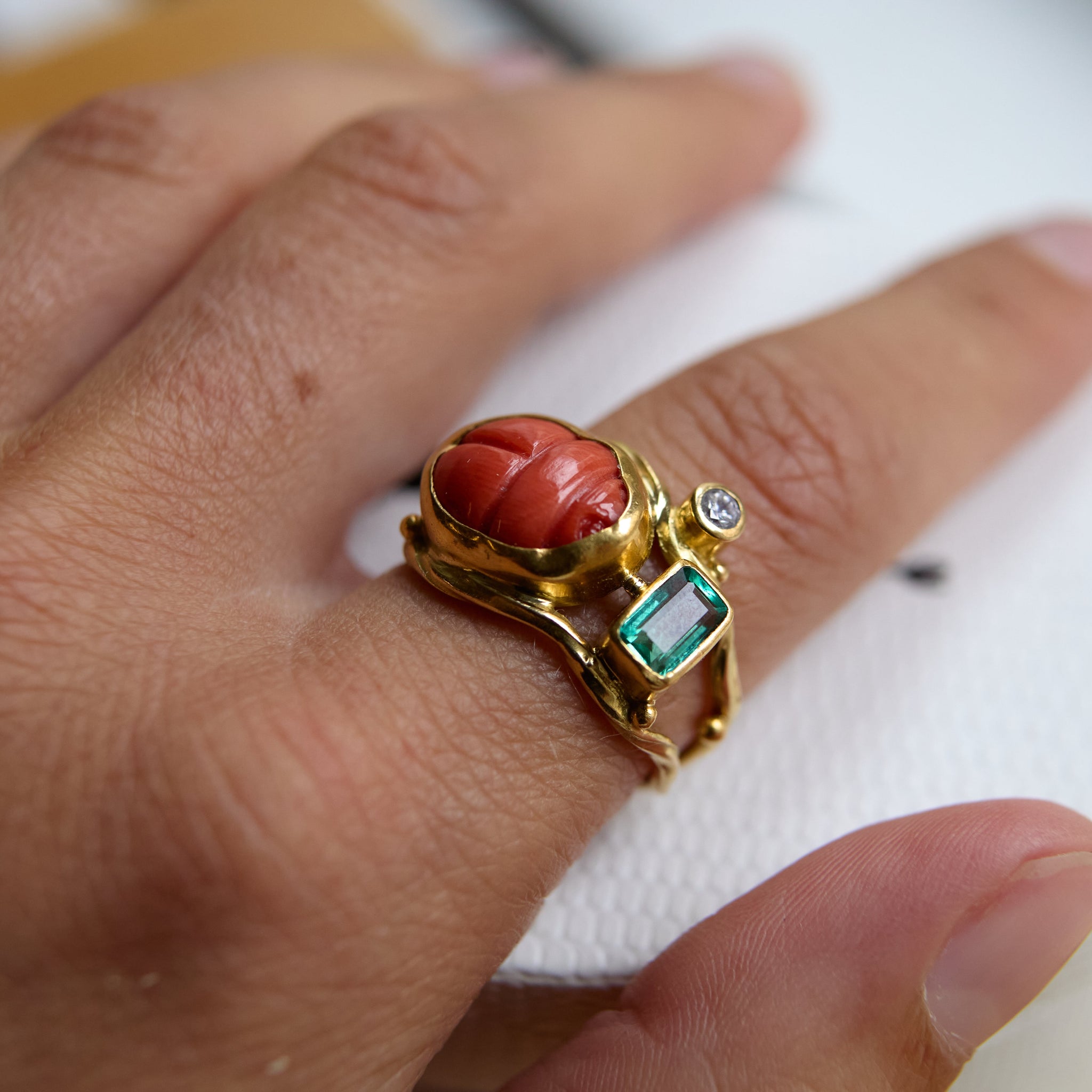 Double Seafire Gold Ring