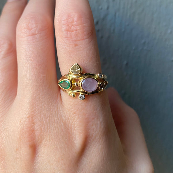 Double Seafire Gold Ring