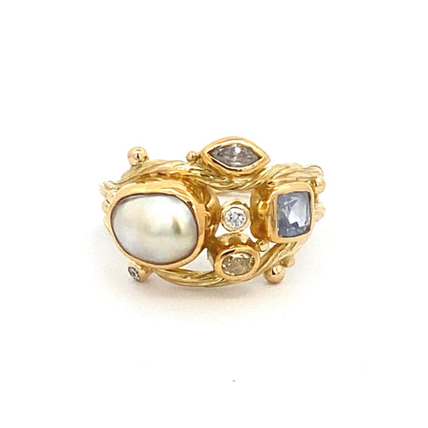 Double Seafire Gold Ring