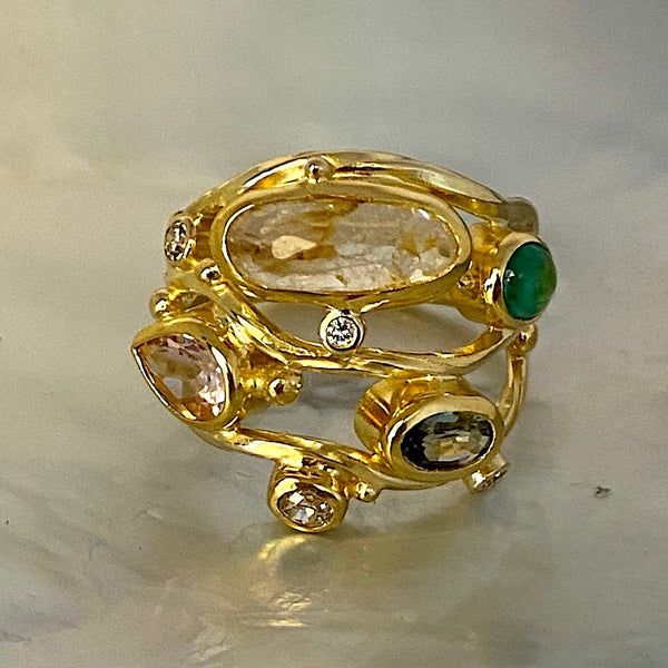 Triple Seafire Guld Ring