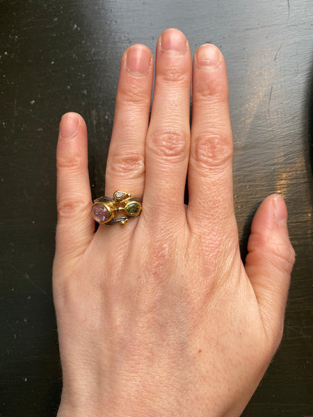 Double Seafire Silver Ring